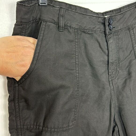 ❤️Last Chance Calvin Klein Black Linen Blend Tapered Leg Mid Rise Pants Size M - Picture 2 of 11